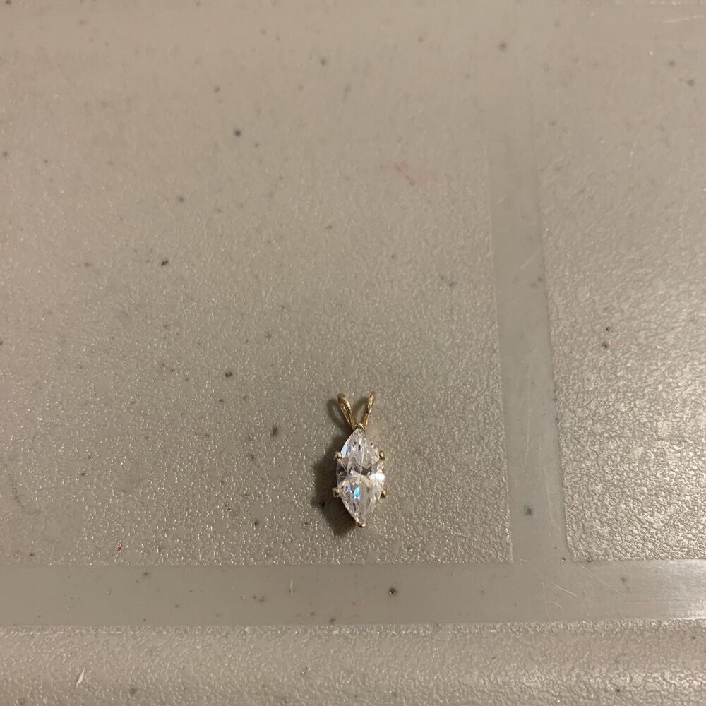 14k Solid Yellow Gold Marquise CZ Pendant 1.25 Ct. Tw. Vintage
